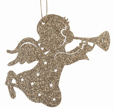 Arany fa angyal csillámmal 11,5 × 10 × 0,3 cm, felakasztható