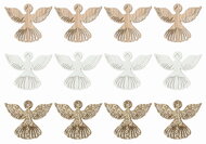Színes fa angyal 4 × 3 × 0,3 cm, 12 db tasakban