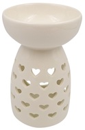Porcelain Aroma Lamp 9 x 14 cm White w/Hearts