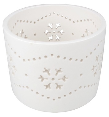 Porcelain Candle Holder with Snowflakes 10 x 7,5 cm 