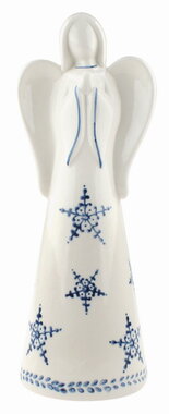 Porcelán angyal Kék hópelyhek 8 × 22 × 8 cm, állítható