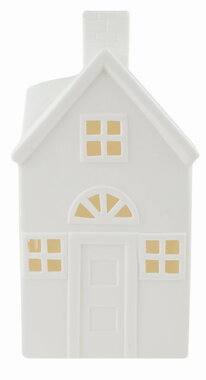 Világító porcelán házikó 11 x 21 x 10 cm, meleg fehér, 1 LED, időzítő