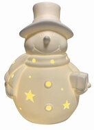 19652 Sv&iacute;t&iacute;c&iacute; porcel&aacute;nov&yacute; Sněhul&aacute;k 11 x 16 x 10 cm, tepl&aacute; b&iacute;l&aacute;, 1 LED, časovač-2