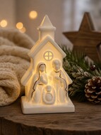 19653 Sv&iacute;t&iacute;c&iacute; porcel&aacute;nov&yacute; Betl&eacute;m 8 x 13 x 5,5 cm, tepl&aacute; b&iacute;l&aacute;, 1 LED, časovač-4