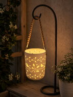 19655 Sv&iacute;t&iacute;c&iacute; porcel&aacute;nov&yacute; V&aacute;lec s motivem jara, o 13 x 18 cm, tepl&aacute; b&iacute;l&aacute;, 1 LED, časovač, na zavě&scaron;en