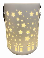 19656 Sv&iacute;t&iacute;c&iacute; porcel&aacute;nov&yacute; V&aacute;lec s motivem V&aacute;noc, o 13 x 18 cm, tepl&aacute; b&iacute;l&aacute;, 1 LED, časovač, na zavě&scaron;e