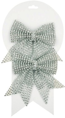 Silver Bow with Rhinestones 12 cm, 2 pcs