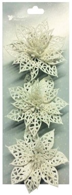Poinsettia 8 cm, White, 3 pcs