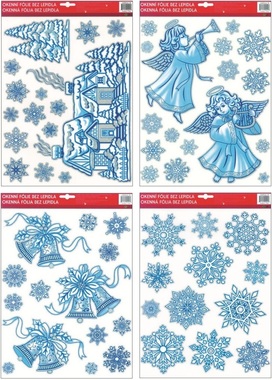 Decorative Window Cling Ice Angels, Cottage, Bells and Snowflakes 38 × 30 cm