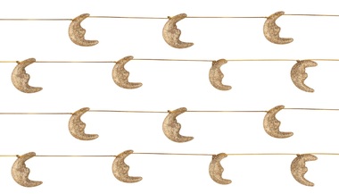 Chain with Half Moons, Gold Glitter, 180 cm
