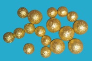 2075 Kuličky zlat&eacute; polystyr&eacute;nov&eacute; glitrov&eacute; 12x1,5 cm a 6x2 cm, 12 ks -2