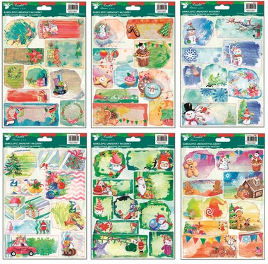 Self-adhesive gift tags, watercolor, 17 x 25.5 cm with glitter, 10 pcs.