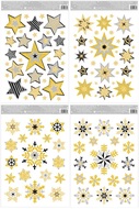 Decorative Window Cling with Glitter Stars and Snowflakes 30 × 20 cm