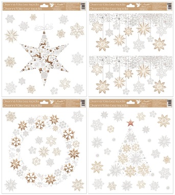 Decorative Window Cling with Glitter Snowflakes 30 × 33.5 cm