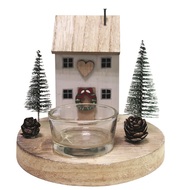 23027 Dřevěn&yacute; sv&iacute;cen s domečkem na jednu sv&iacute;čku 12 x 12 x 12 cm -1