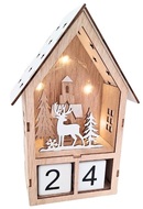 23031 Dřevěn&yacute; adventn&iacute; kalend&aacute;ř domeček se sobem a s LED 15 x 23 x 8 cm-2