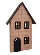 23040 Dřevěn&yacute; domeček s čern&yacute;mi okny a střechou na postaven&iacute; s LED 13 x 22 x 4 cm -2