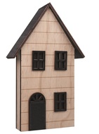 23040 Dřevěn&yacute; domeček s čern&yacute;mi okny a střechou na postaven&iacute; s LED 13 x 22 x 4 cm -1