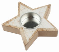 Csillag alakú fa gyertyatartó arany csillámmal o 11 x 2 cm