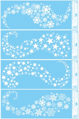 Decorative Window Cling Stripes with Glitter Snowflakes, Stars 60 × 22.5 cm