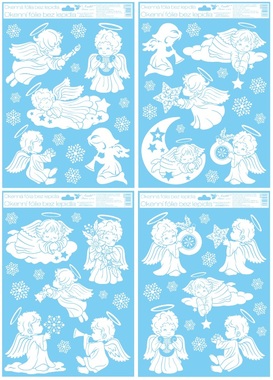Decorative Window Cling with Glitter Angels 42 × 30 cm
