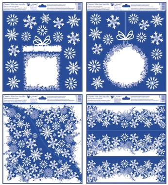 Decorative Window Cling with Glitter Christmas Motifs From Snowflakes 30 × 33.5 cm