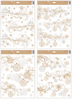 Decorative Window Cling Gold with Glitter Winter Branches 30 × 42 cm