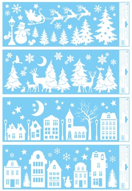 Decorative Window Cling Stripes with Glitter  Houses 60 × 22.5 cm