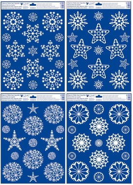 Decorative Window Cling with Glitter  Snowflakes and Stars 30 × 42 cm