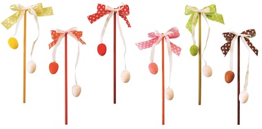  Easter braid, decorative, 25 cm, ribbon with polka dots, eggs, COLOR MIX