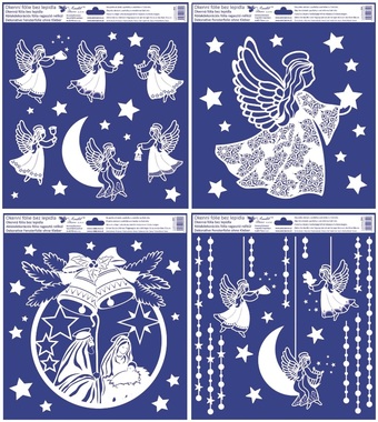 Decorative Window Cling Nativity Scene and Angels 30 × 33.5 cm