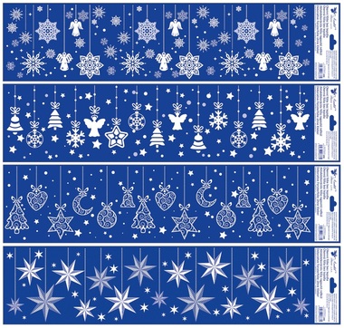 Decorative Window Cling Stripes with Glitter White Hanging Ornaments 64 × 15 cm