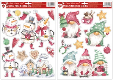 Decorative Window Cling with Glitter Snowmen and Elves 29 × 41 cm
