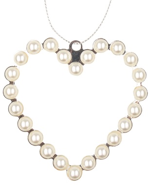 Hanging Metal Heart w/Pearls 8,5 x 9 x 0,5 cm