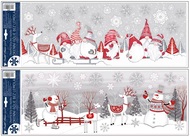 Decorative Window Cling with Glitter Elves and Snowmen 21 × 59.5 cm