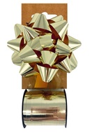 28012 Sada na balen&iacute; d&aacute;rků zlat&aacute;, rozeta 10 x 5 x 10 cm, stuha 1 cm x 10 m-1