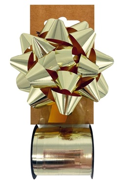 Gift Wrapping Set Gold, Rosette O 10 x 5 cm, Ribbon 1 cm x 10 m
