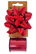 28013 Sada na balen&iacute; d&aacute;rků červen&aacute;, rozeta 10 x 5 x 10 cm, stuha 1 cm x 10 m-1