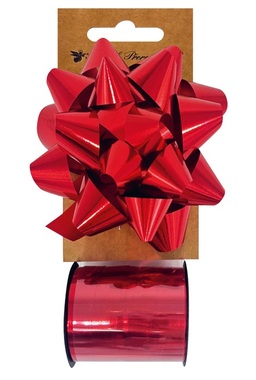 Gift Wrapping Set Red, Rosette O 10 x 5 cm, Ribbon 1 cm x 10 m