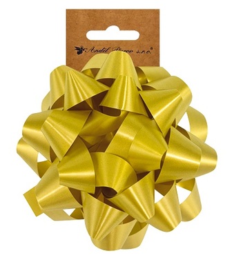 Gift Rosette on sticker, Gold, O 13 x 7 cm
