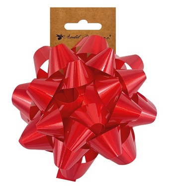 Gift Rosette on sticker, Red, O 13 x 7 cm