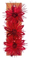 Gift rosette Flower with Sticker, Red, O 11.5 x 5 cm, 3 pcs