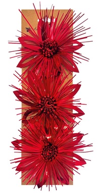 Gift rosette Flower with Sticker, Red, O 11.5 x 5 cm, 3 pcs