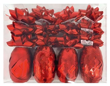 Gift Wrapping Set Red, Rosette O 5 x 2 cm 12 ks, Ribbon 0,5 cm x 10 m 4 ks