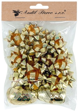 Gift Wrapping Set Gold Rosette O 5 x 2 cm 20 pcs, Ribbon 0.5 cm x 10 m 2 pcs