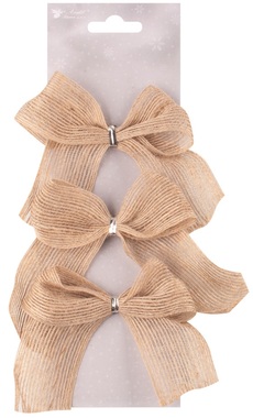 Jute Bow 9 x 10 x 2 cm, 3 pcs