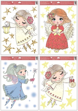 Decorative Window Cling with Glitter Angels 35 × 50 cm
