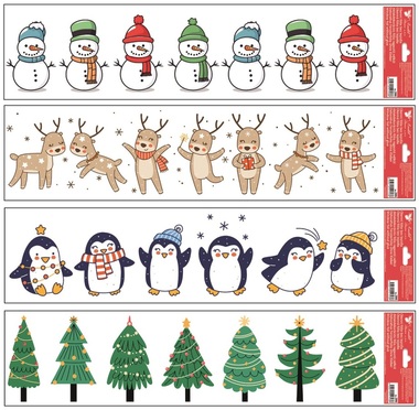 Decorative Window Cling Stripes with Glitter Colorful Christmas 64 × 15 cm