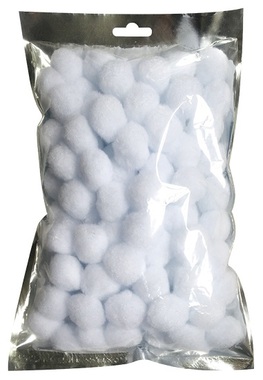 Fuzzy Pom-Poms – white, 2 cm, 100 pcs in Bag