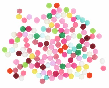 Fuzzy Pom-Poms 1 cm – 150 pcs, in a bag, Assorted Colours